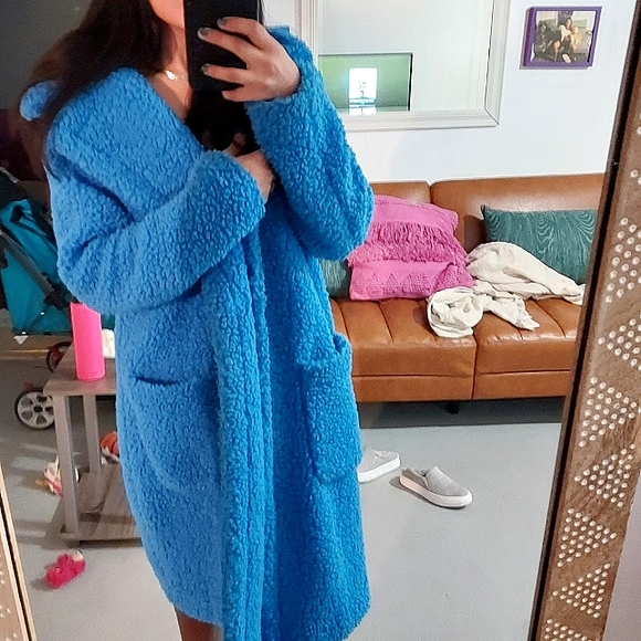 Nine west blue teddy coat